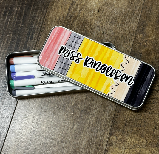 Pencil Box || Teacher or Student Kids Pencil Tin Composition Book
