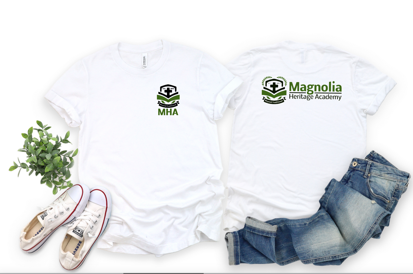 MHA Front + Back Logo on White || Magnolia Heritage Academy