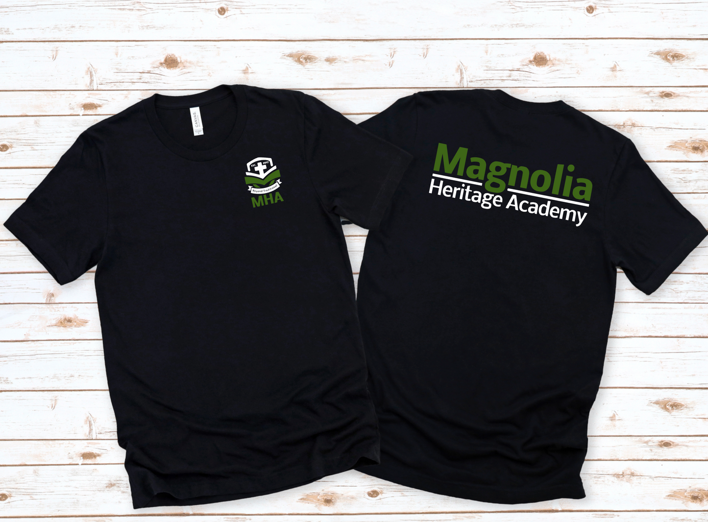 MHA Front + Back BOLD Logo on Black || Magnolia Heritage Academy