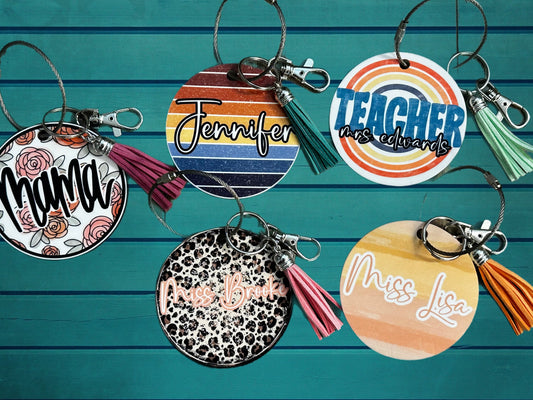 Personalized Bag Tag Key Ring || Teacher Mama Grandma