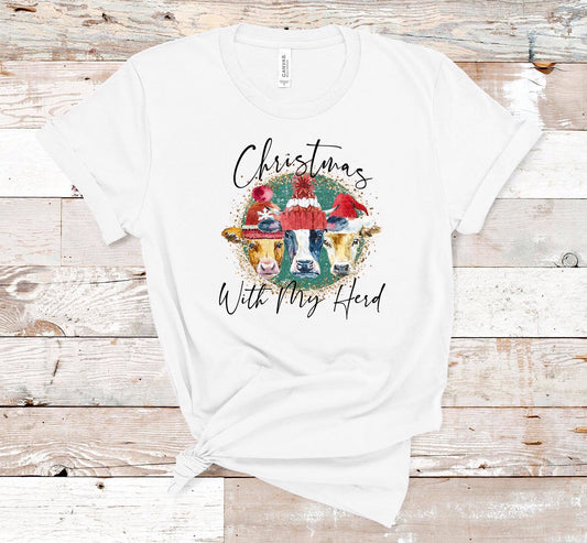 Christmas with My Herd || Christmas Cow Design Shirt
