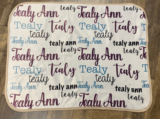 Printed Monogrammed Sherpa Baby Blanket