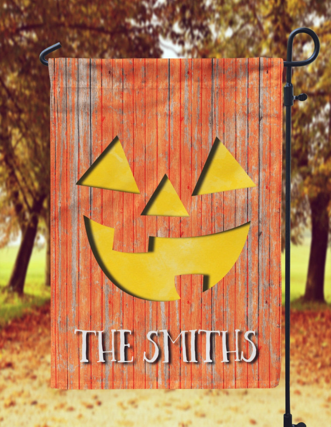 Pumpkin Face Halloween Fall Garden Flag- Personalized