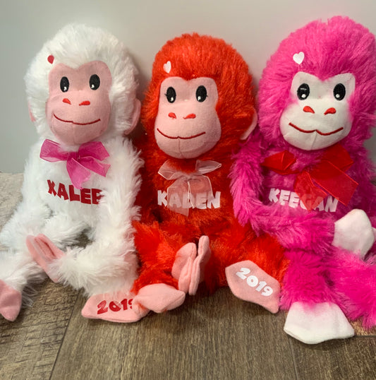 Valentine's Hugging Monkey - Personalized