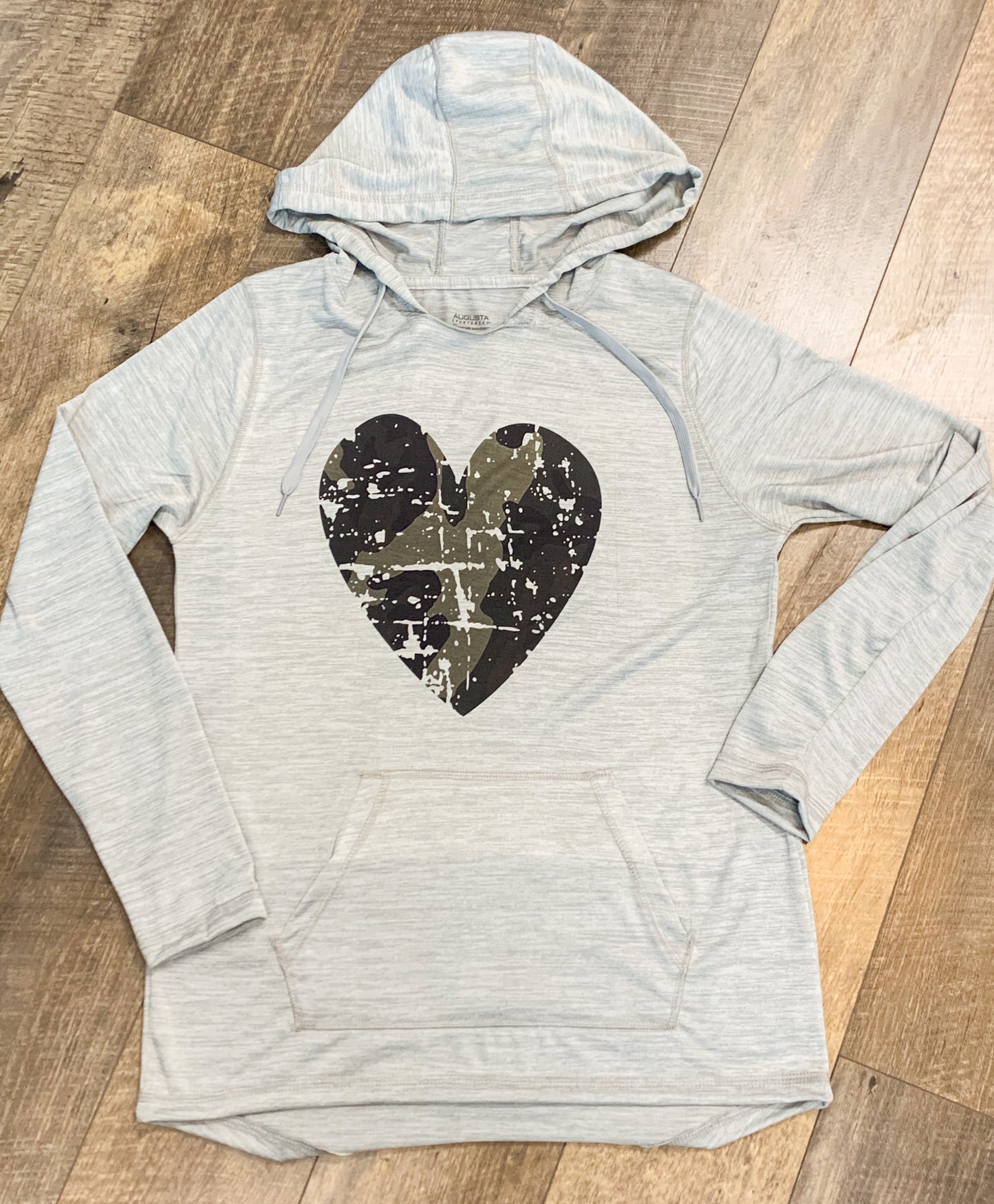 Distressed Camo Heart Lightweight Hoodie