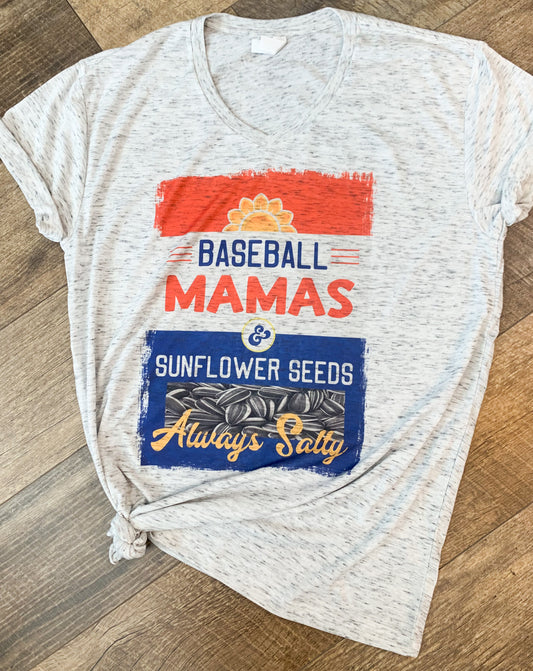 Baseball Mamas and Sunflower Seeds - Always Salty || Marble V-Neck