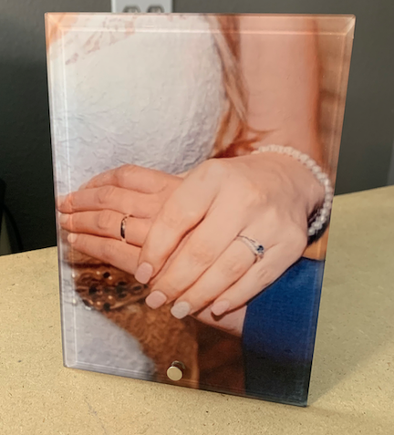 Photo Glass Print with Silver Pin Stand