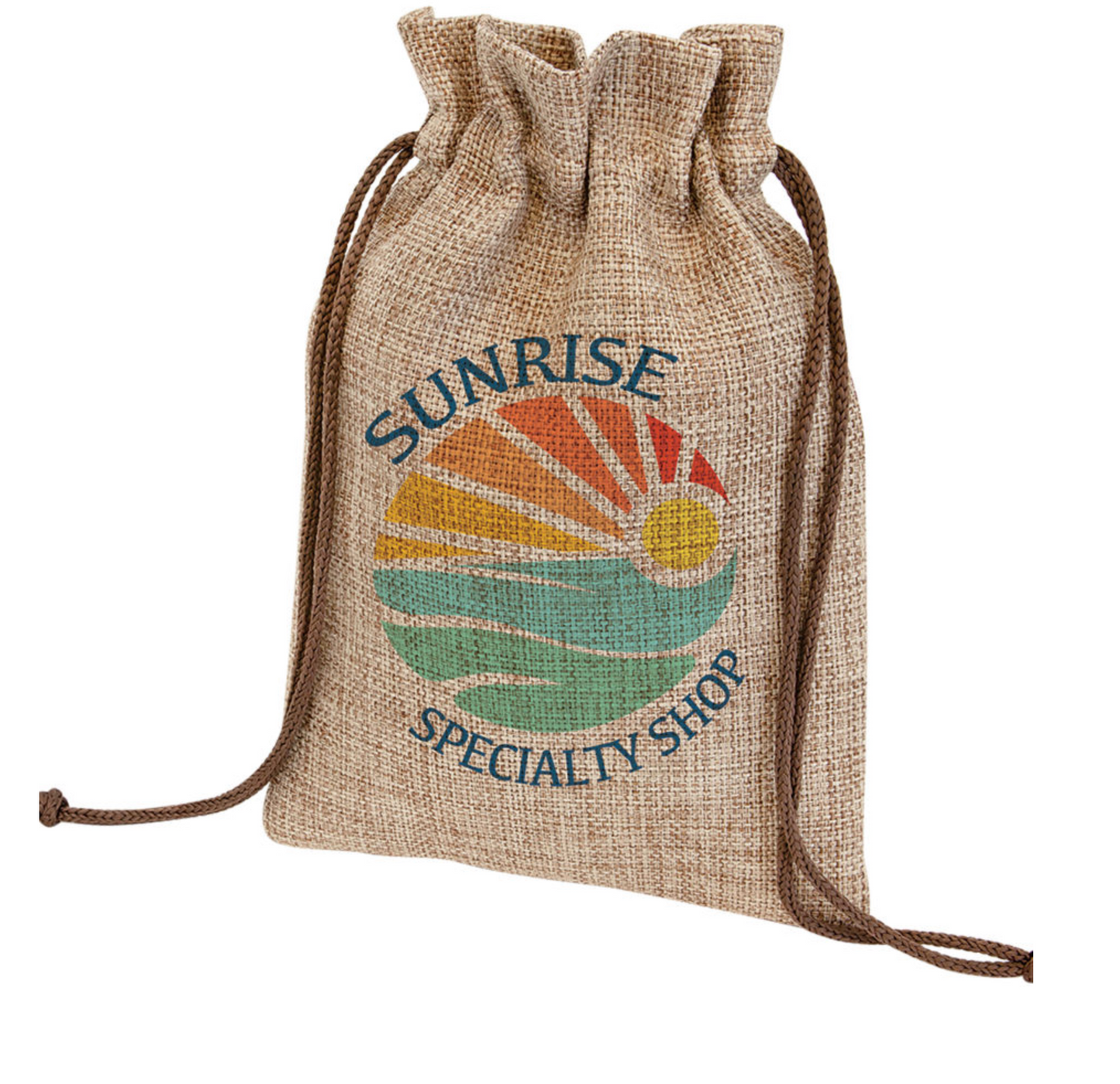 Burlap Drawstring Bag || Permanent Print Gift Bag