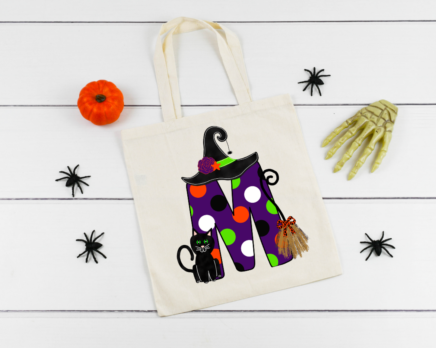 Halloween Monogram Canvas Tote || Kids Initial Candy Bag