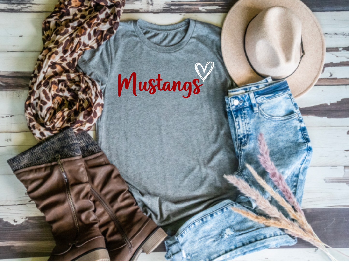 Mustangs Spirit Shirt || Script Heart T-Shirt