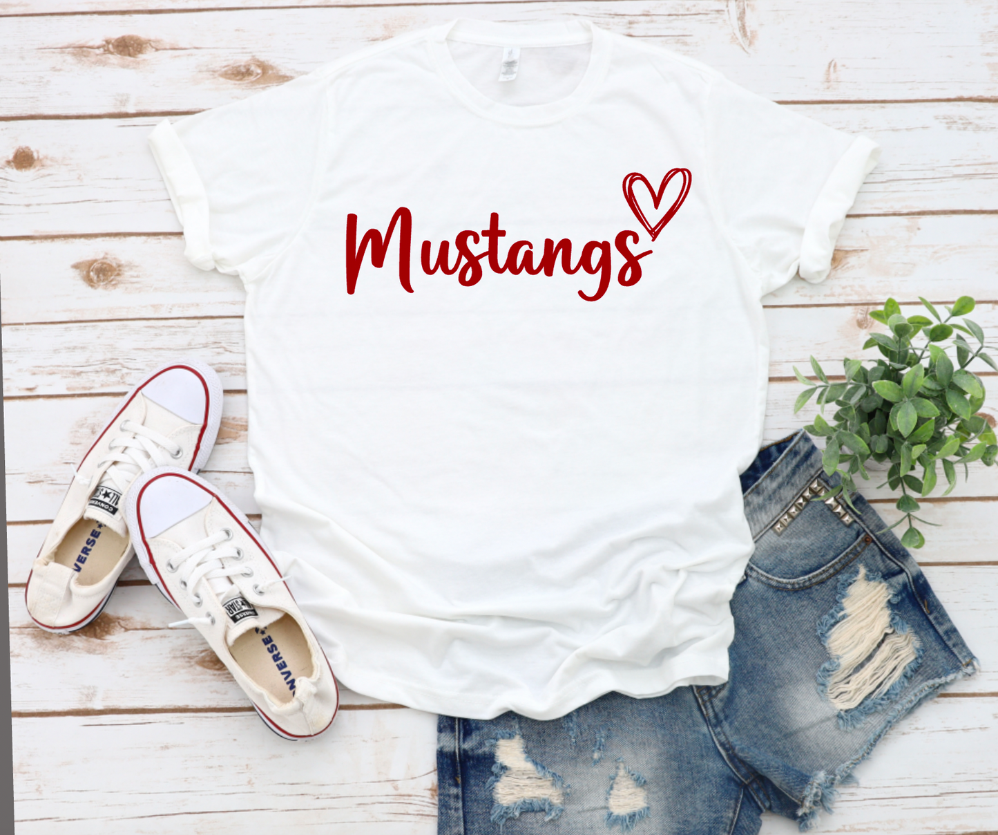 Mustangs Spirit Shirt || Script Heart T-Shirt