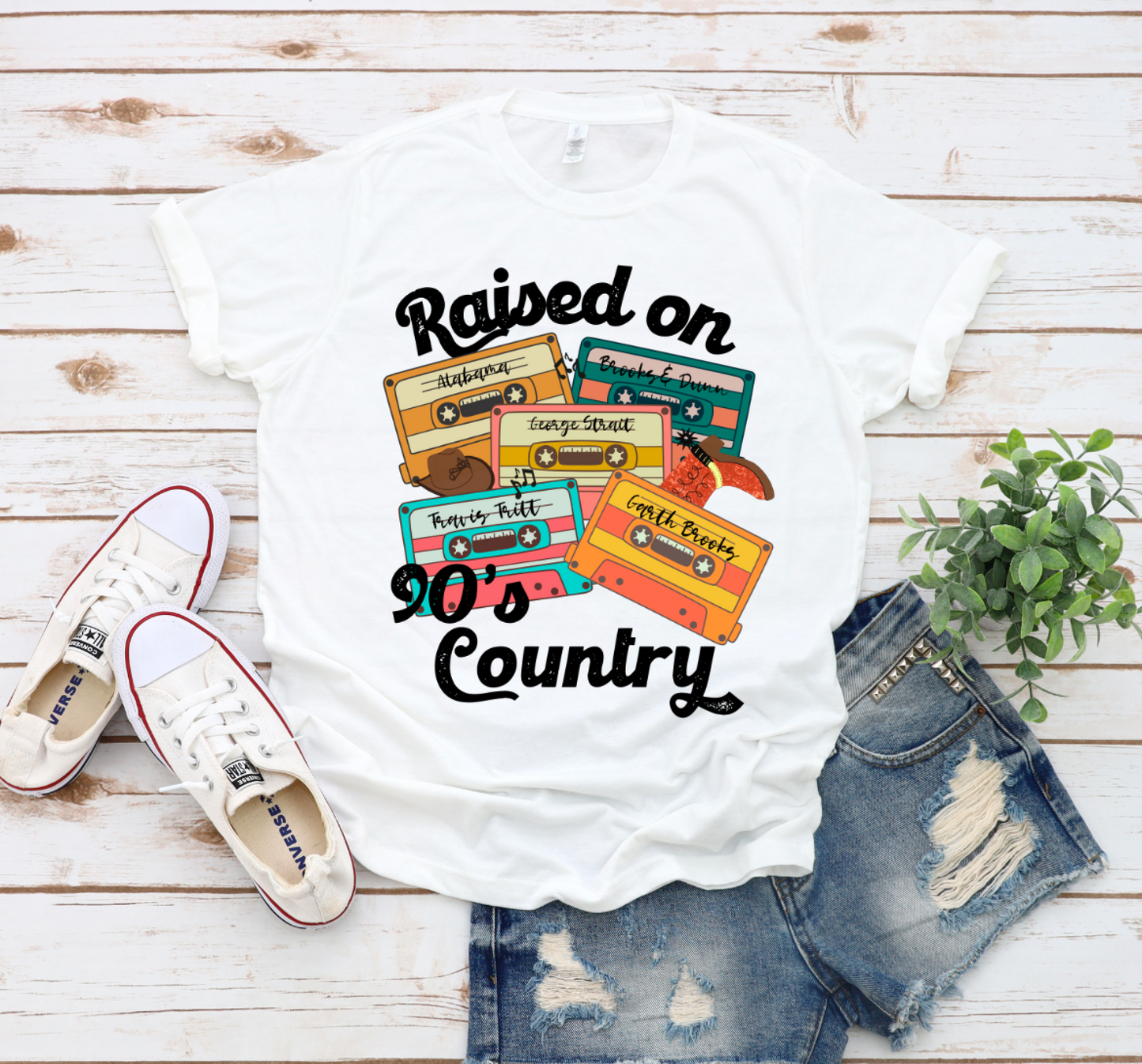 Raised on 90's Country || Mixed Tapes Printed T-Shirt