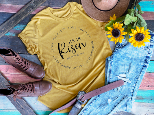He is Risen Circle || Easter Christian Printed Shirt
