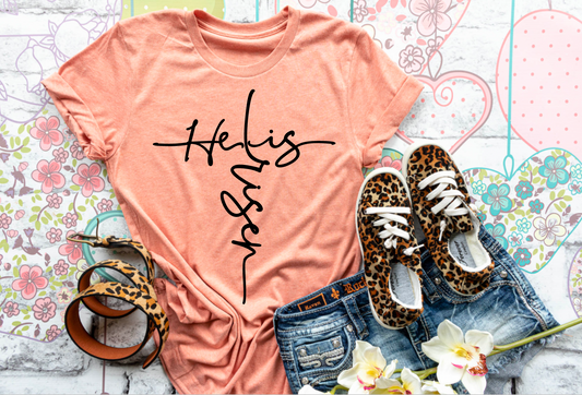 He is Risen Cross || Easter Christian Printed Shirt