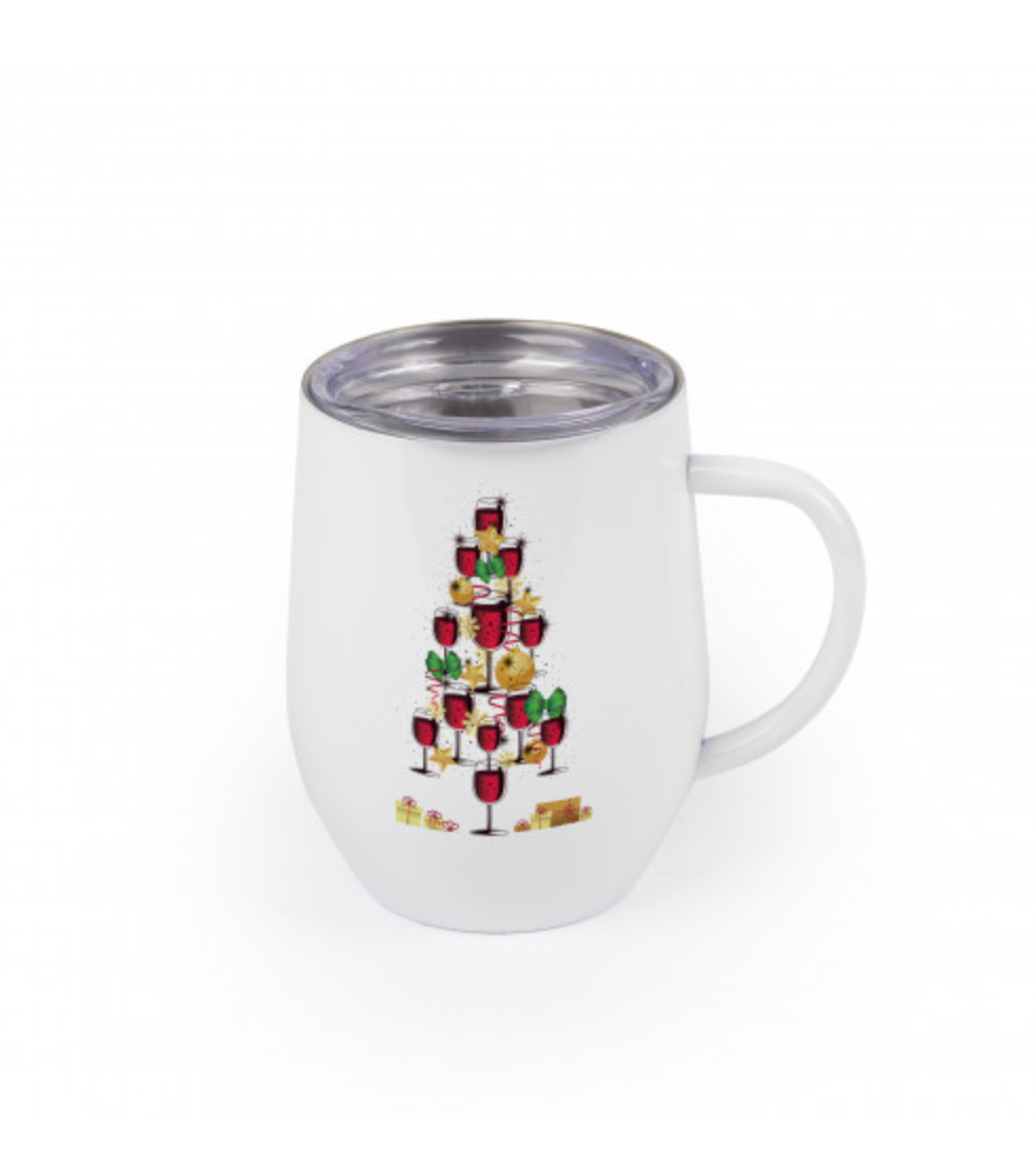 Stemless Wine Glass with Handle, Printed, 12 oz