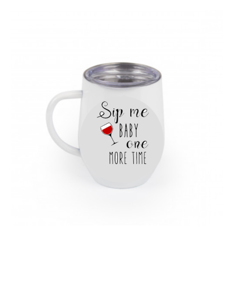 Stemless Wine Glass with Handle, Printed, 12 oz