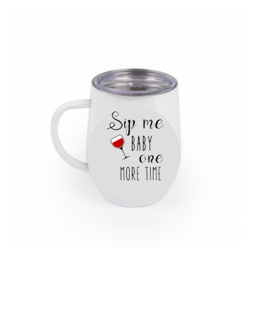 Stemless Wine Glass with Handle, Printed, 12 oz