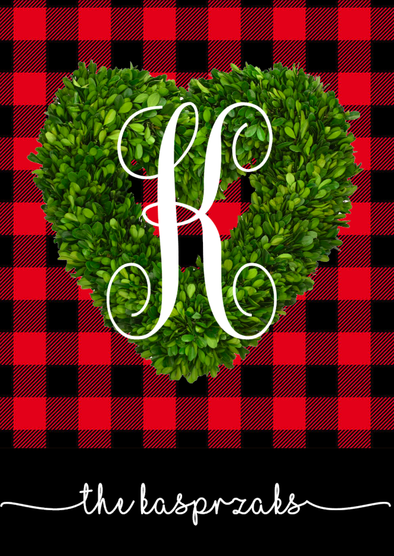 Buffalo Plaid Boxwood Wreath - Valentine's Day Garden Flag, Personalized