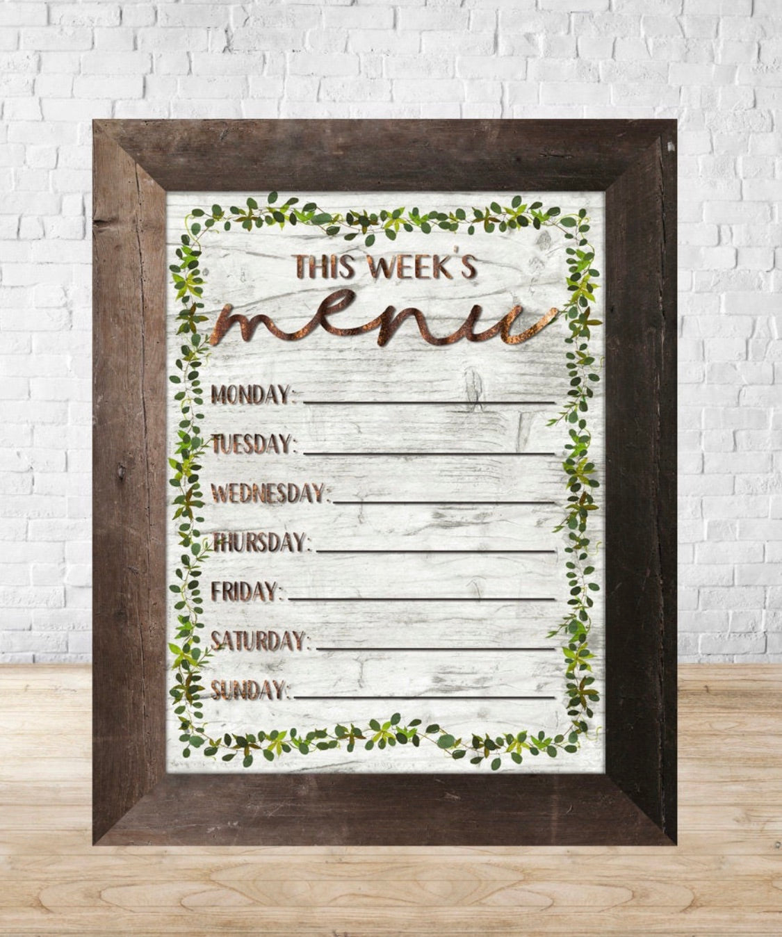 Weekly Menu Dry Erase Board