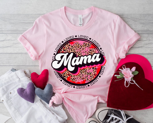 Valentine’s Mama Leopard Grunge Circle || Valentine’s Day T-Shirt