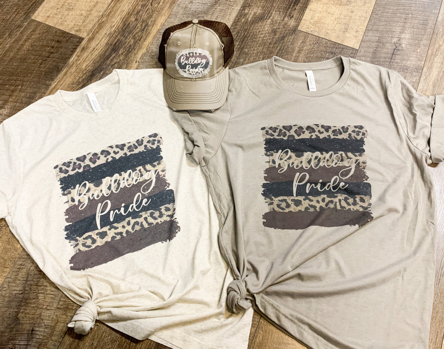 Bulldog Pride Maroon and Leopard - Permanent Print T-Shirt