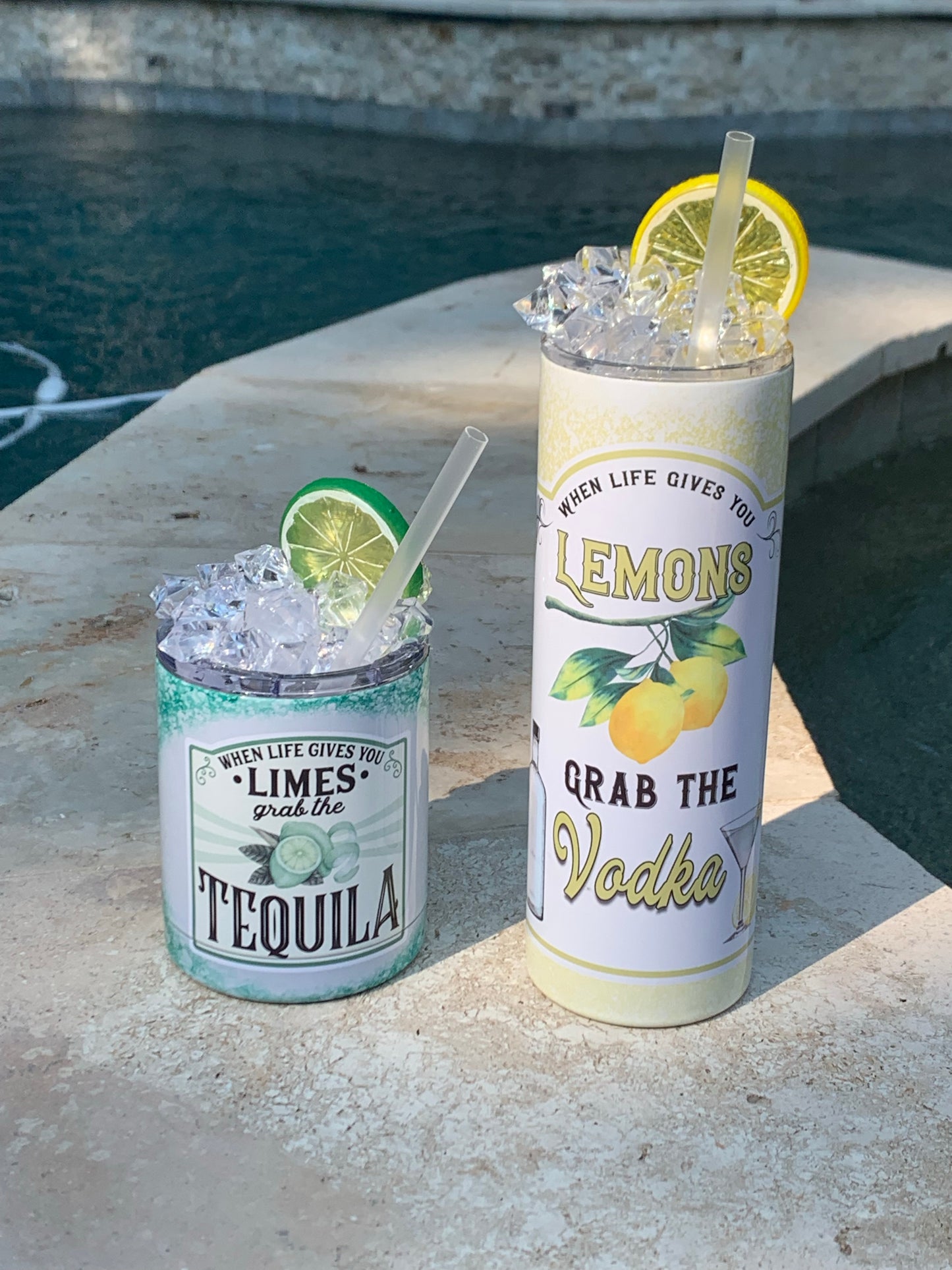 When Life Gives You Lemons Limes || Printed Tumbler with Iced Lid