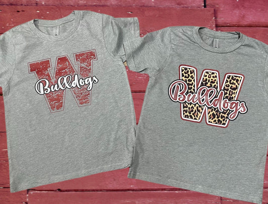 Waller Bulldogs Spirit Shirt || Distressed or Leopard Logo Shirt
