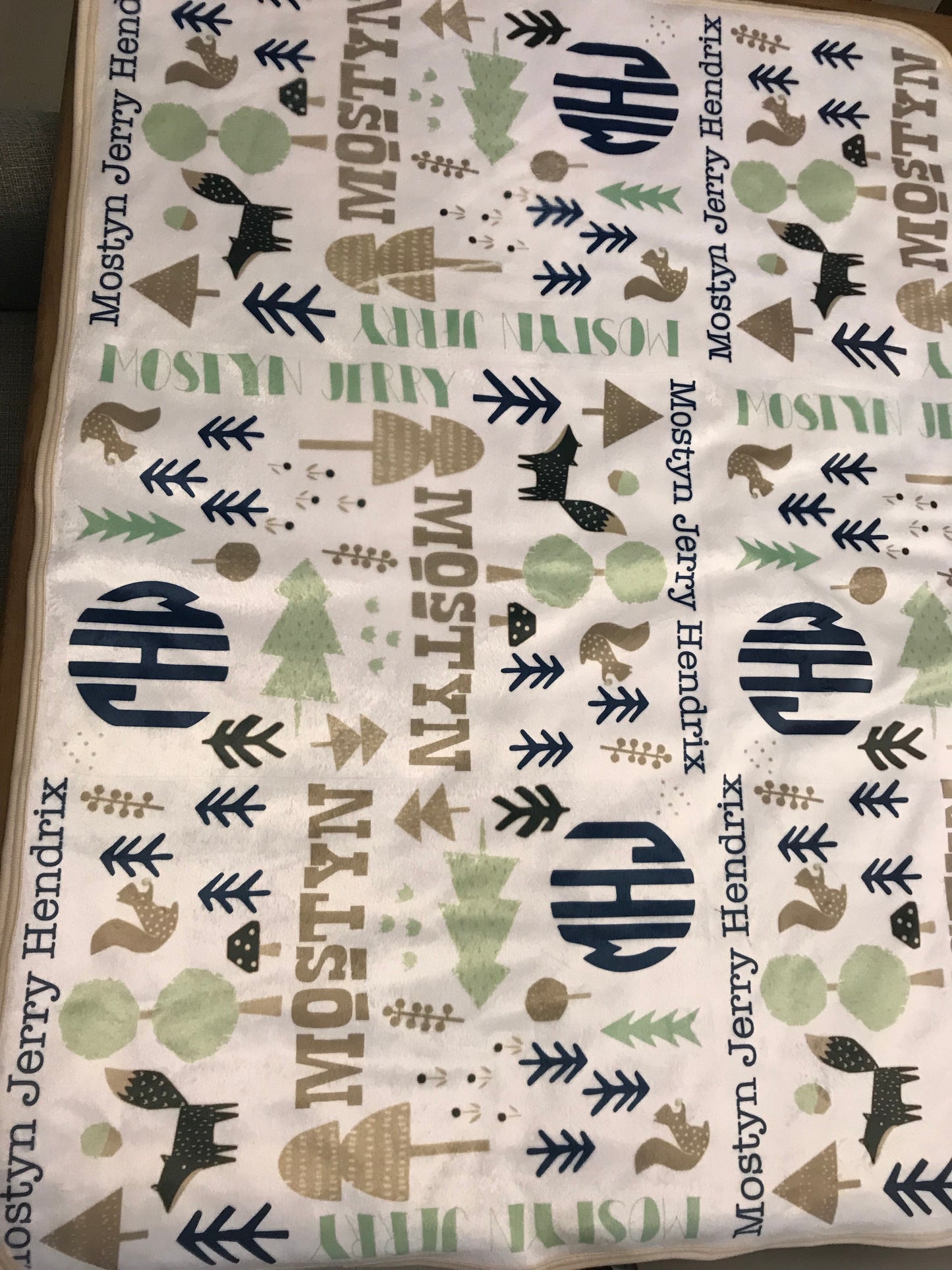 Printed Monogrammed Sherpa Baby Blanket