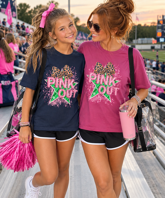 Pink Out Bow Leopards Football T-Shirt || MHA Flag Football