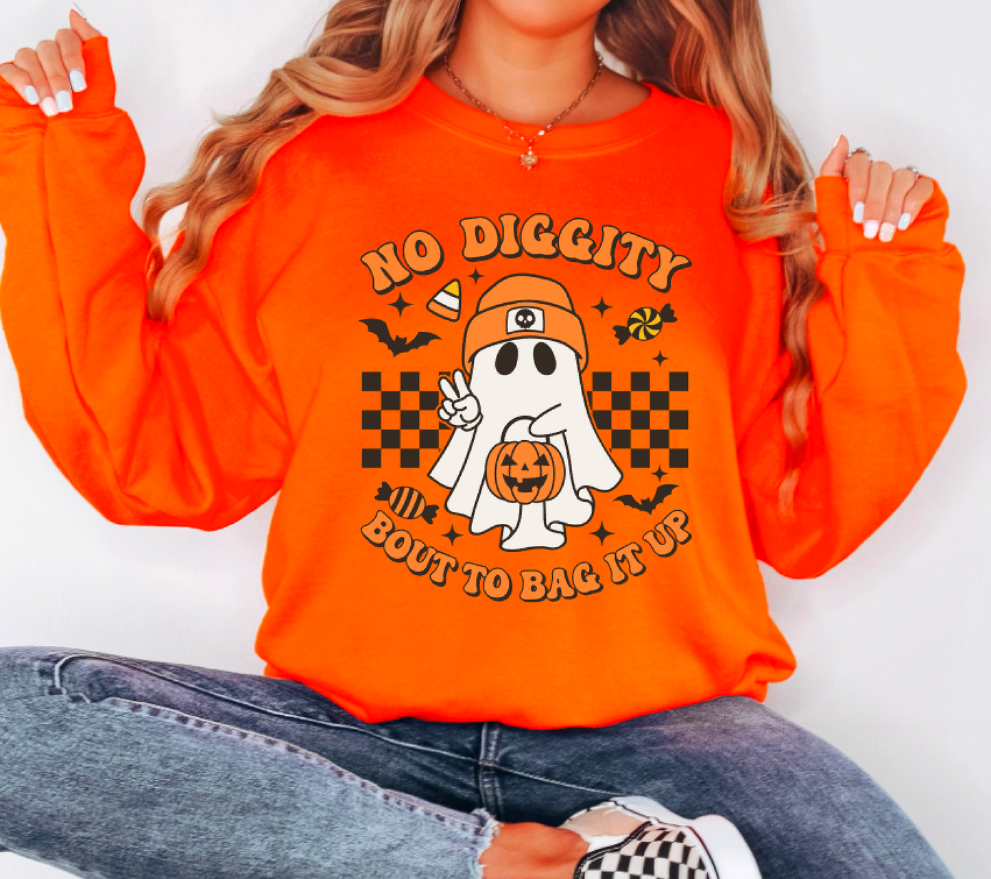 No Diggity Bout to Bag It Up || Checkered Halloween Shirt or Sweatshirt