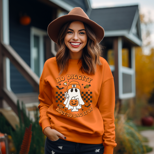 No Diggity Bout to Bag It Up || Checkered Halloween Shirt or Sweatshirt