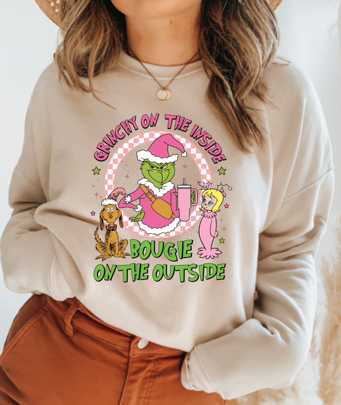 Grinchy on the Inside Bougie on Outside || Grinchmas Shirt or Sweater