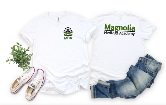 MHA Front + Back BOLD Logo on White || Magnolia Heritage Academy