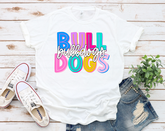 Bulldogs Neon Retro || Printed Spirit Shirt
