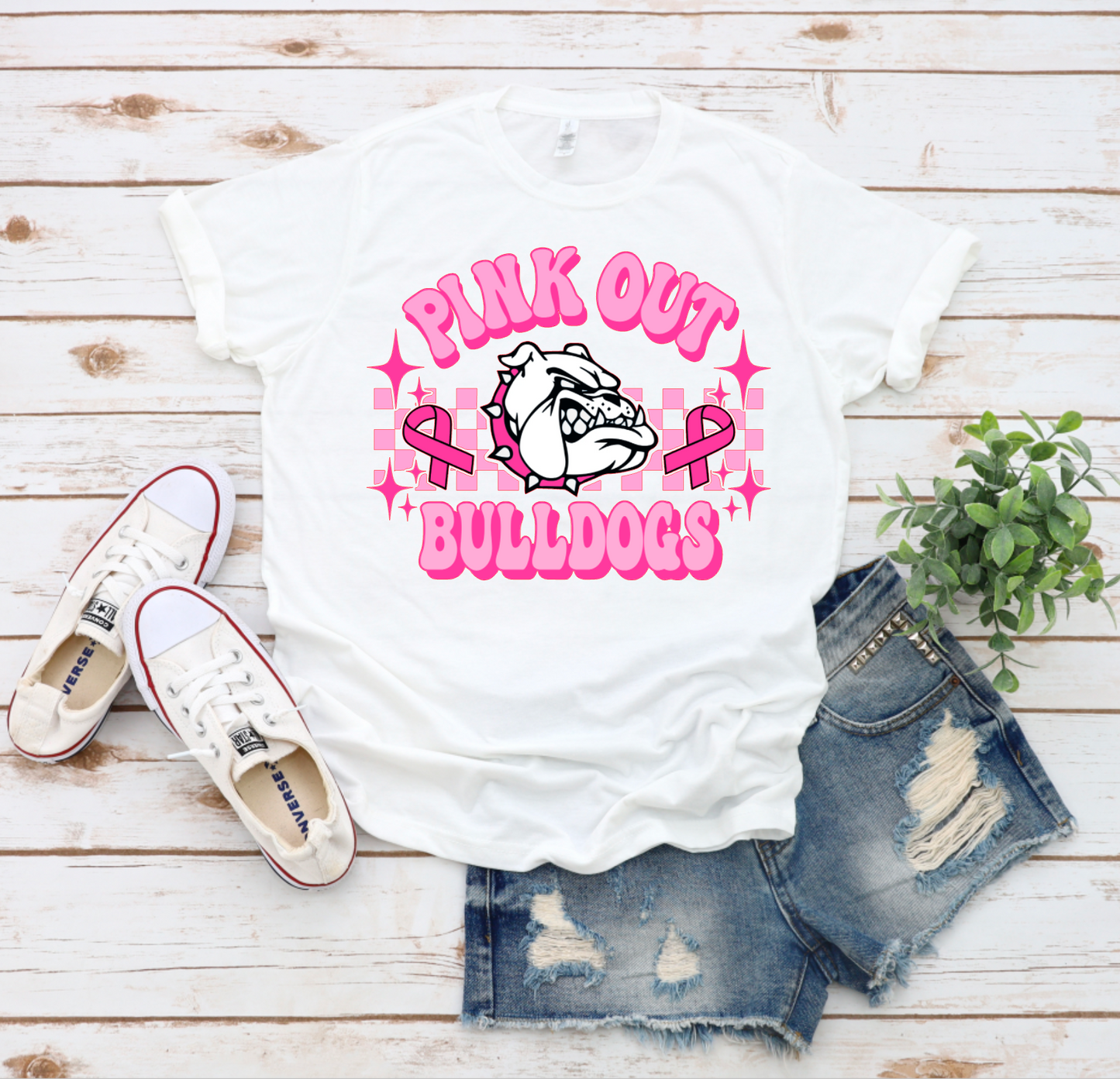 Pink Out Bulldogs || Breast Cancer Awareness Bulldog Shirt