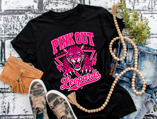 Pink Out Leopards Logo T-Shirt || MHA Flag Football