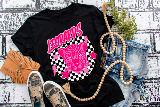 Pink Out Checkered Leopards Football T-Shirt || MHA Flag Football