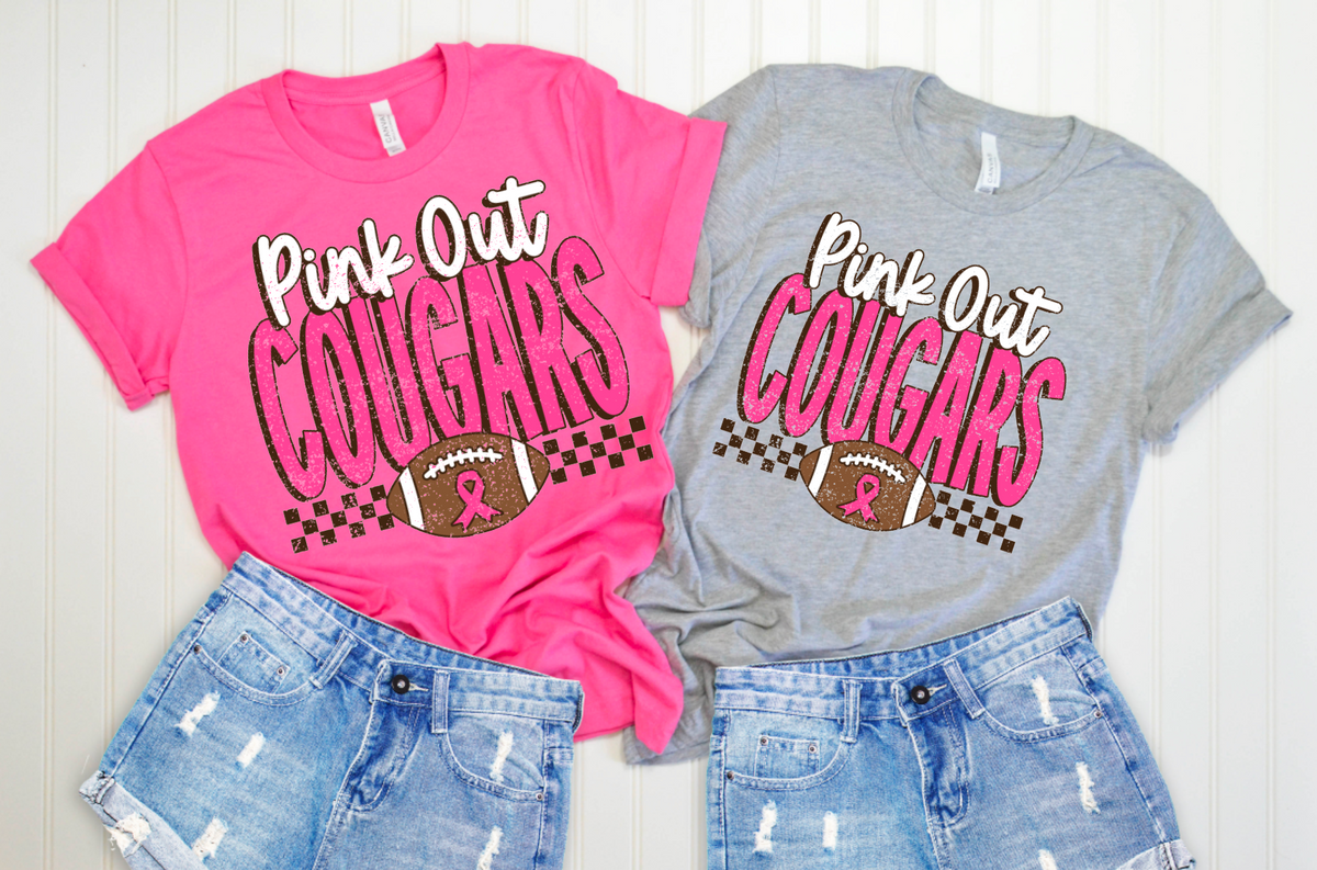 Pink Out Cougars Football T-Shirt || Cougars Breast Cancer Shirt