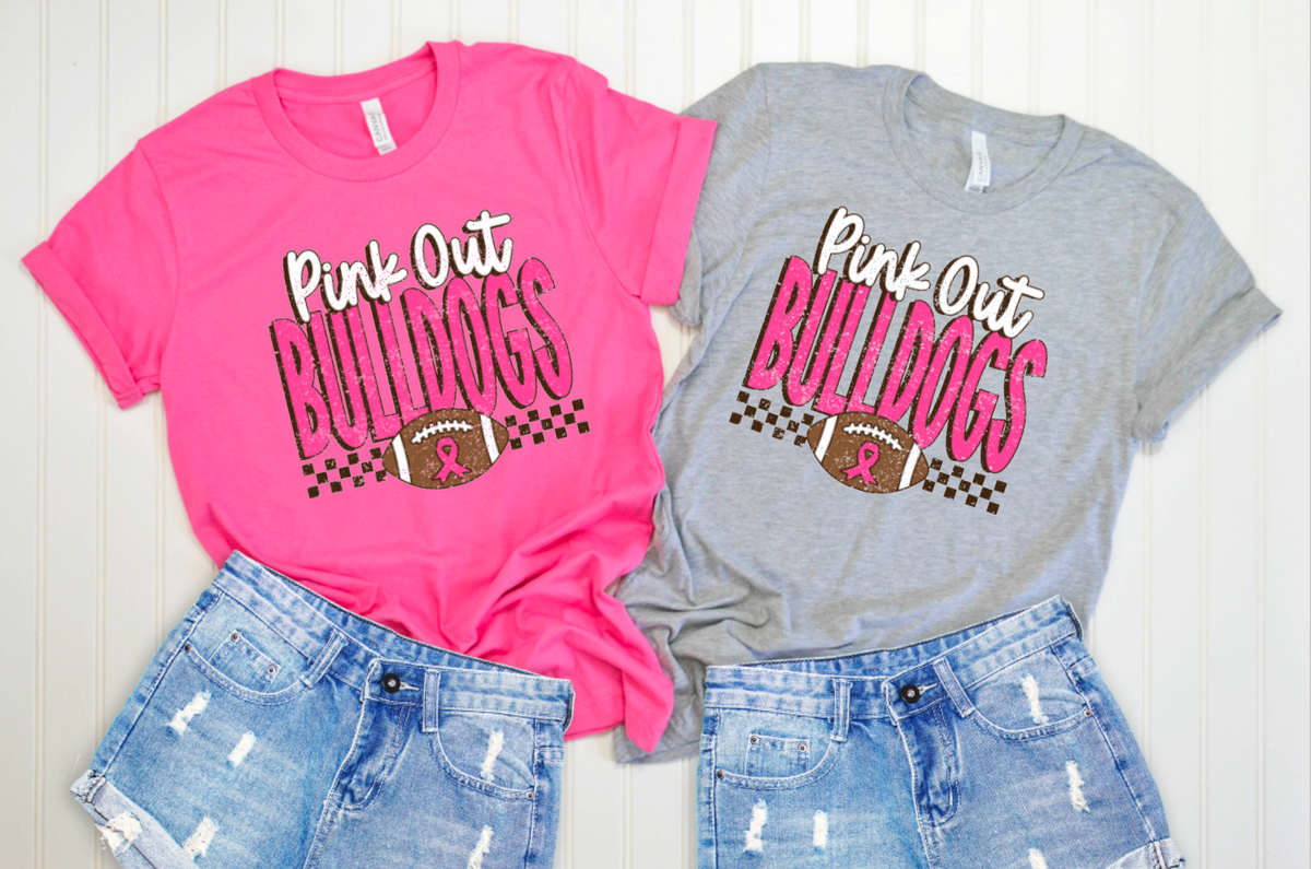 Pink Out Bulldogs Football T-Shirt || Bulldogs Breast Cancer Shirt