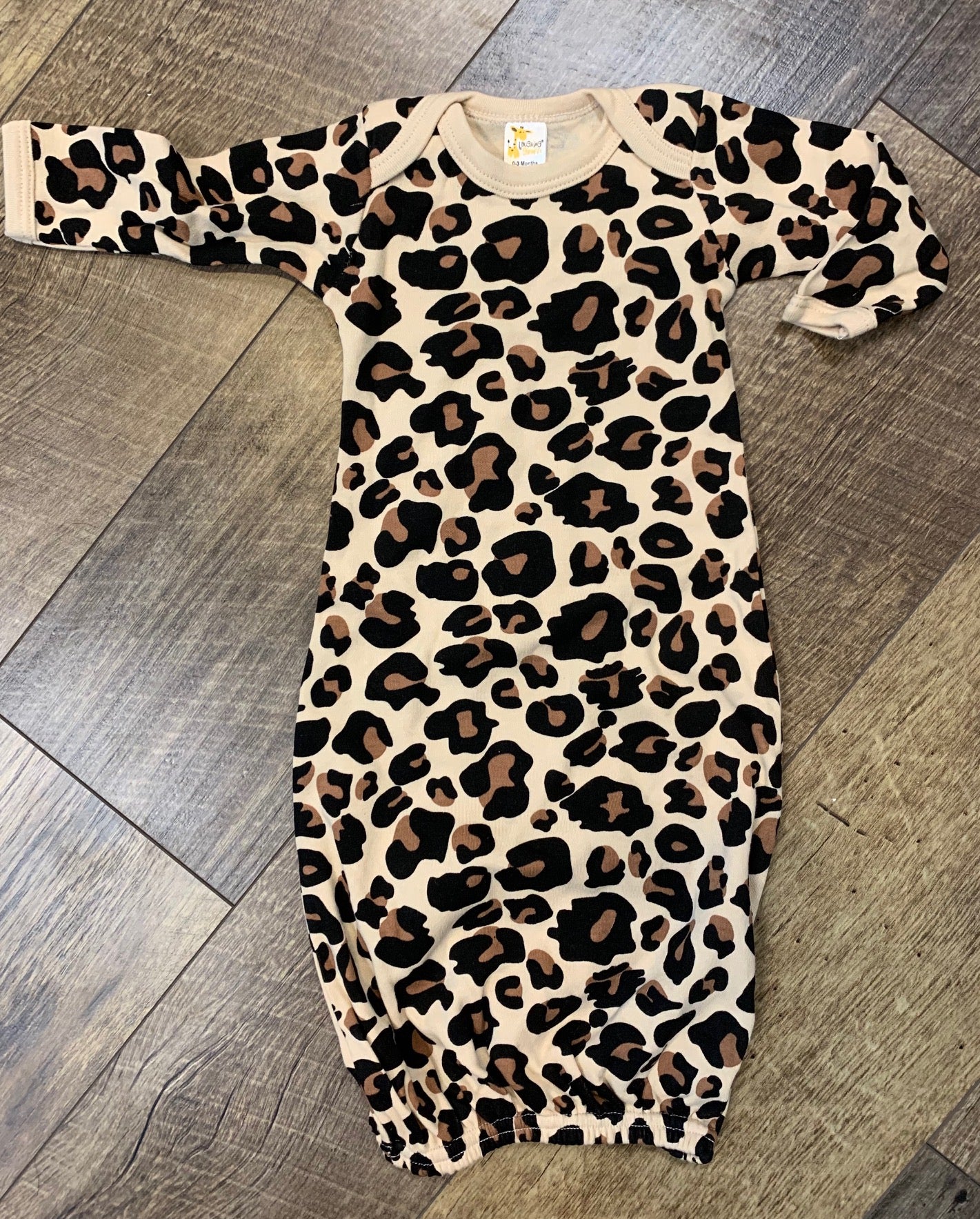 Long Sleeve Leopard Baby Gown