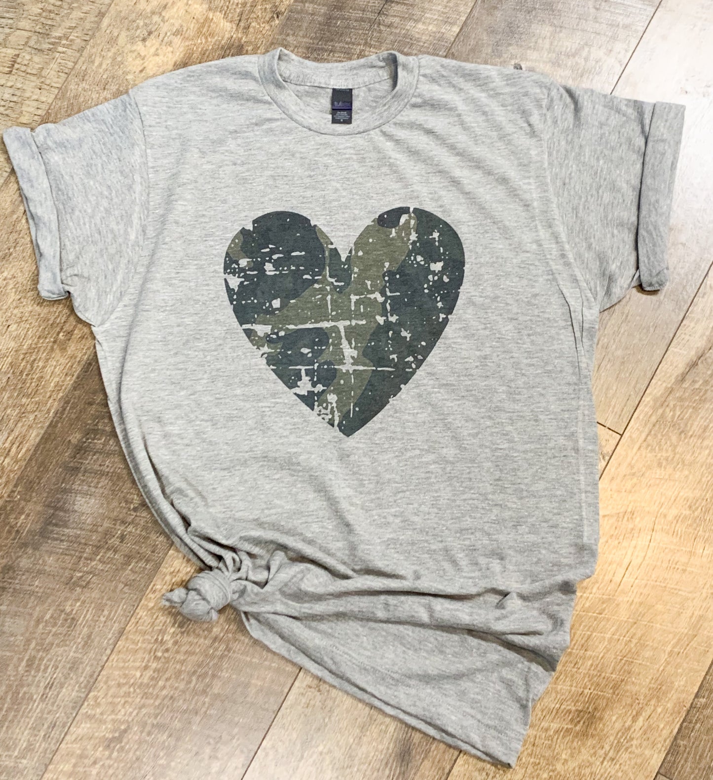Distressed Camo Heart T-Shirt