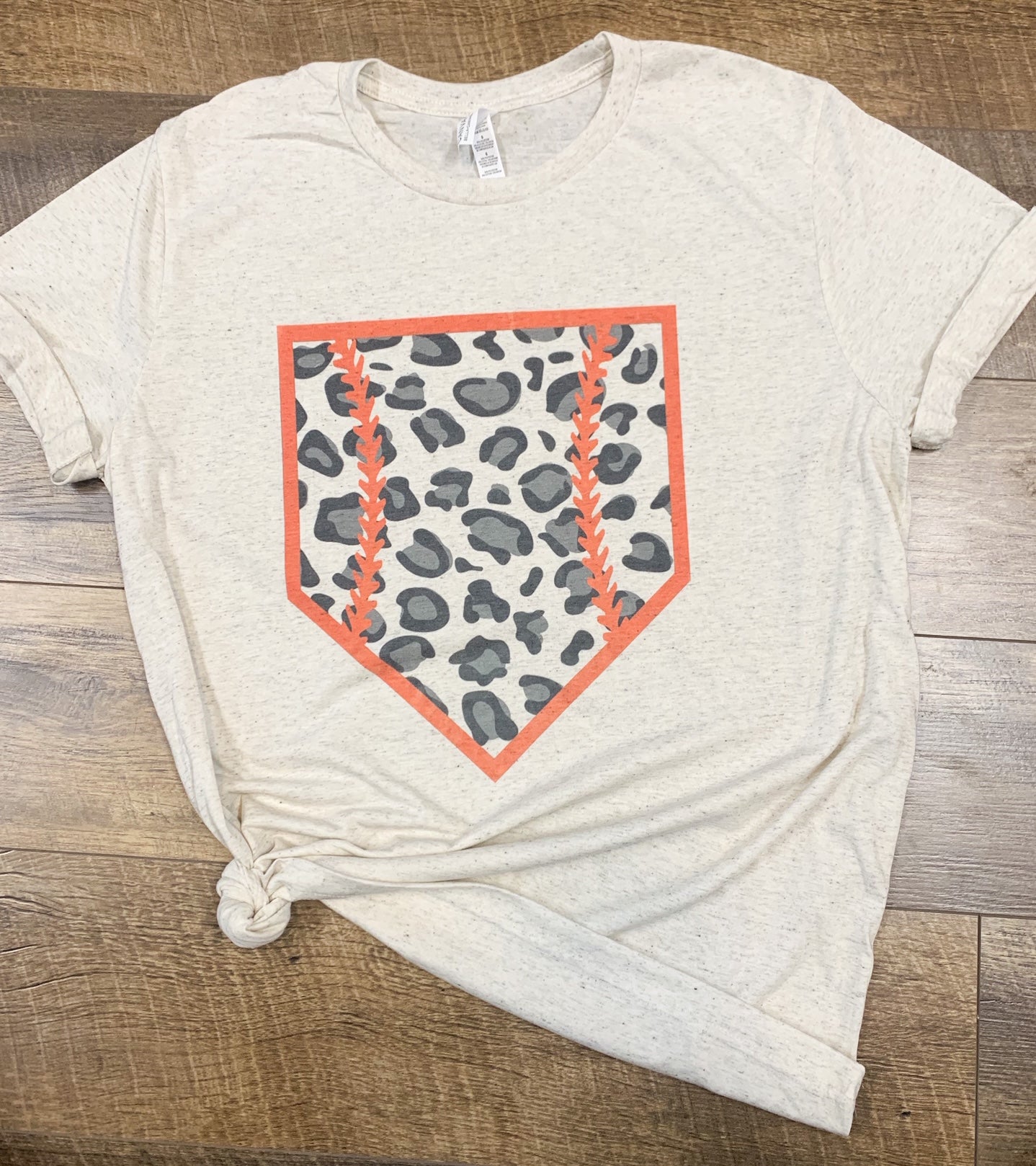 Baseball Home Plate - Leopard Permanent Print T-Shirt