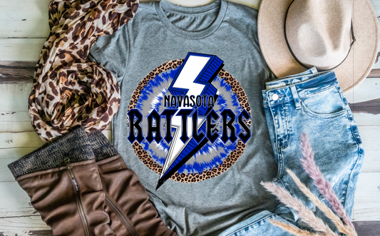 Rattlers Spirit Shirt || Navasota Rattlers Leopard Lightening Bolt Circle T-Shirt