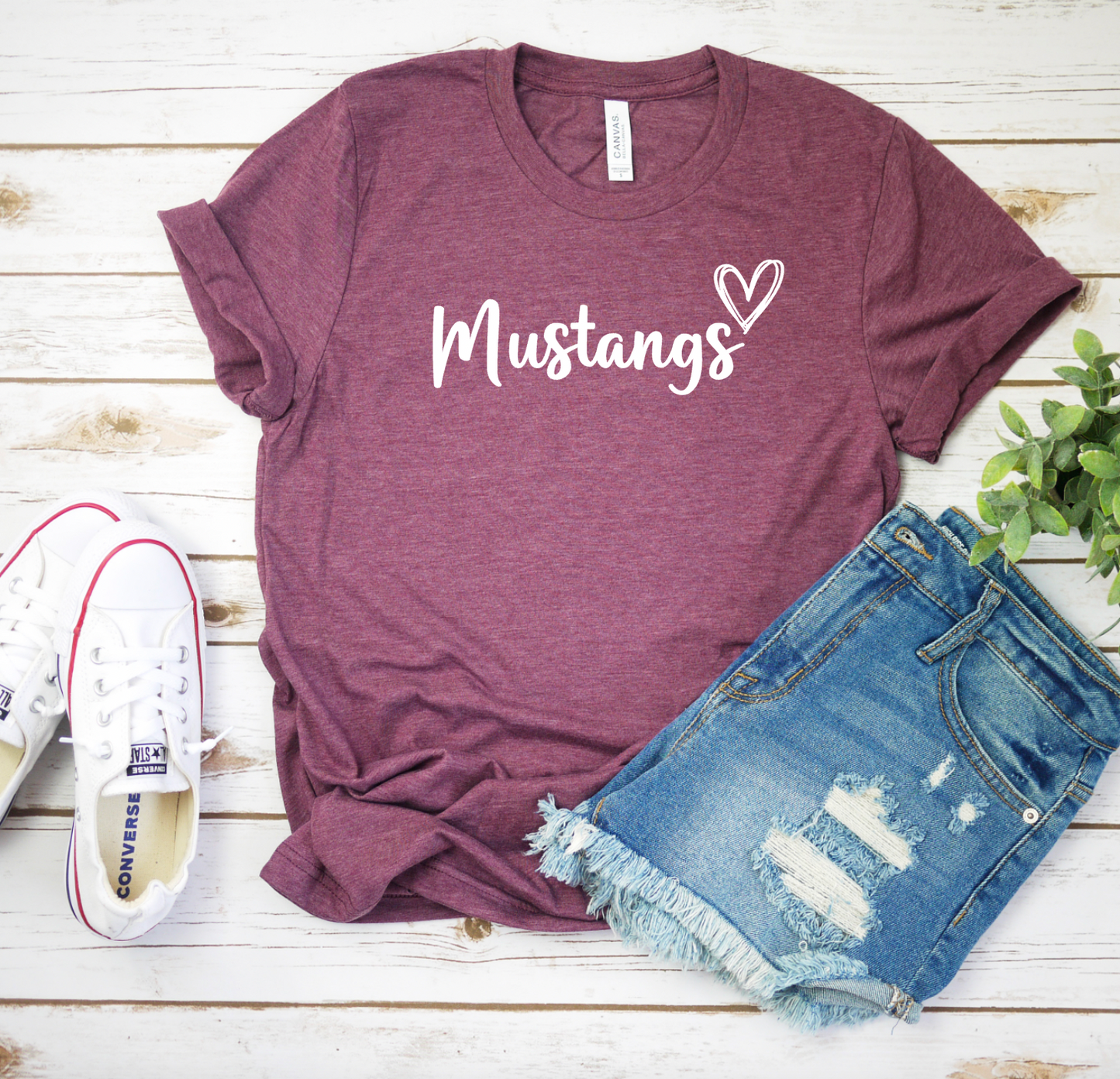 Mustangs Spirit Shirt || Script Heart T-Shirt