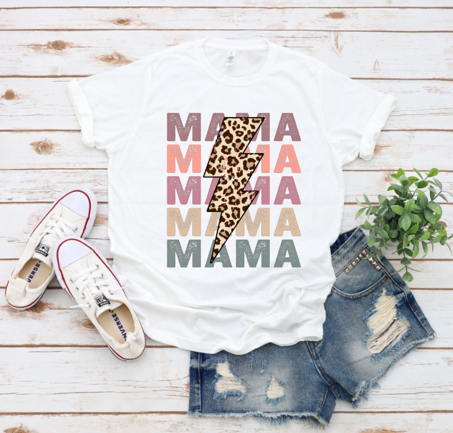 Mama Stacked Leopard Lightening Bolt || Printed T-Shirt or Sweatshirt