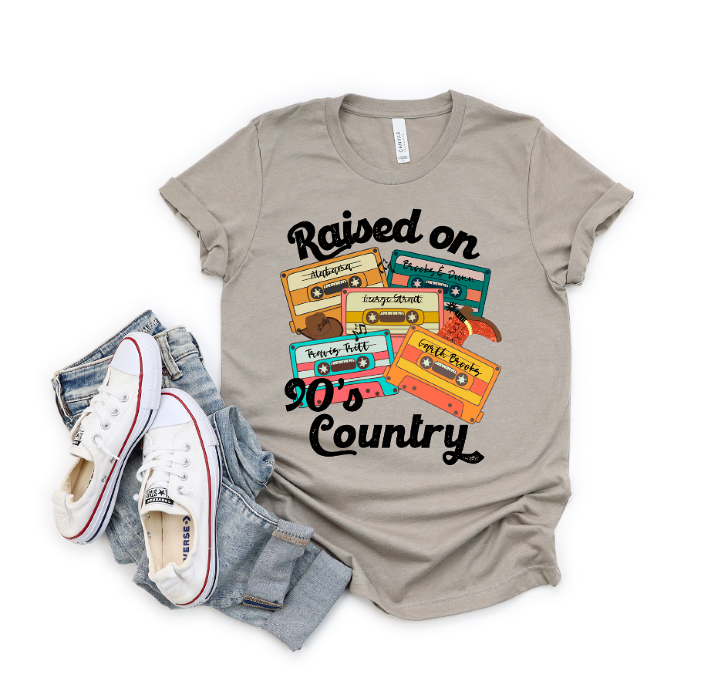Raised on 90's Country || Mixed Tapes Printed T-Shirt