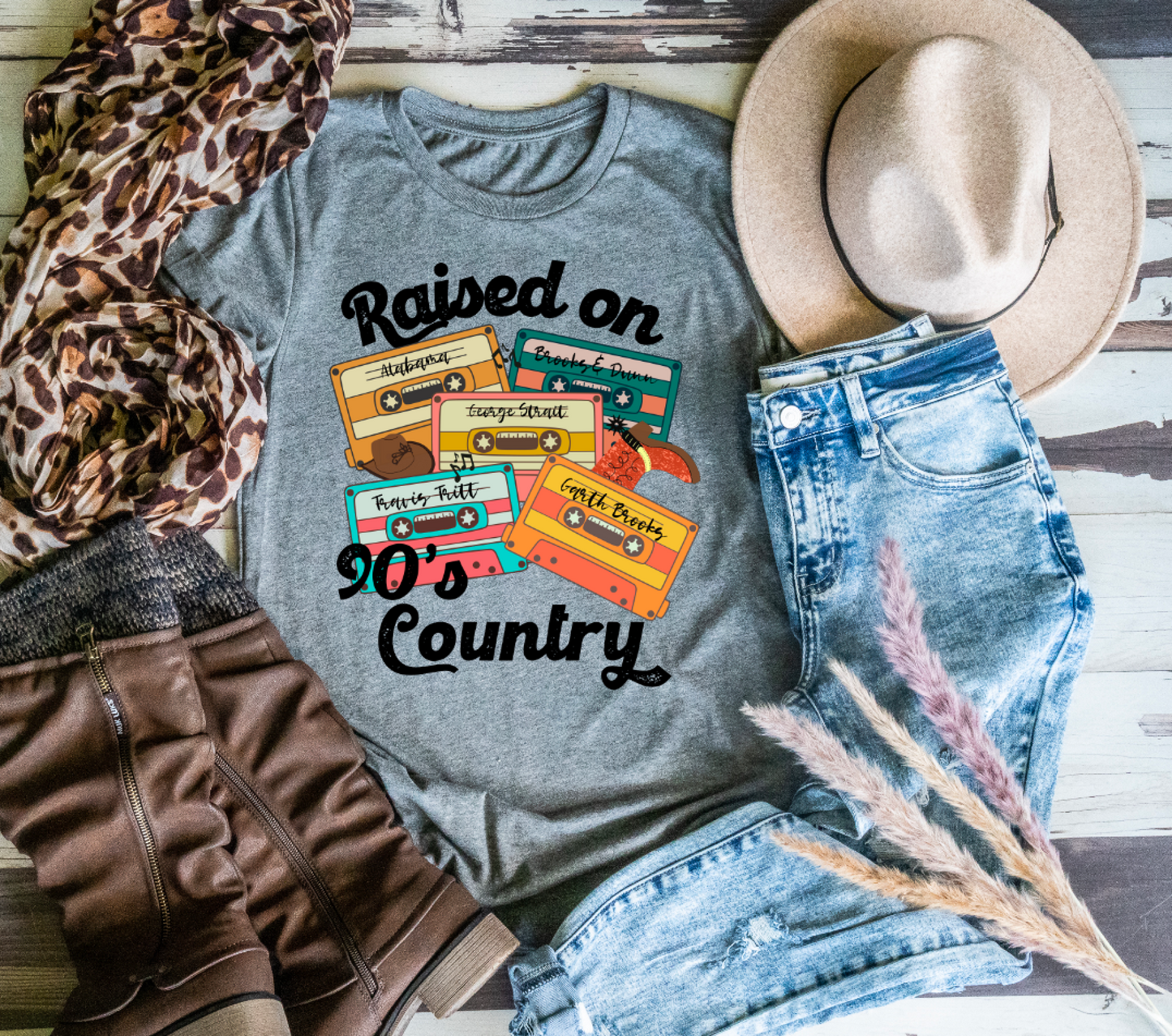 Raised on 90's Country || Mixed Tapes Printed T-Shirt