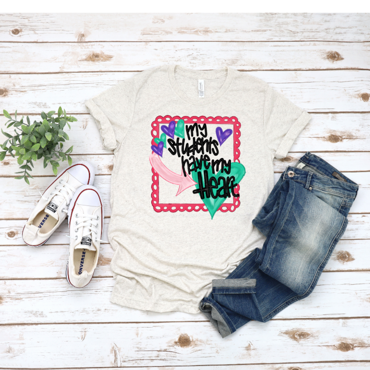 My Students Have My Heart - Teacher Vintage Style T-Shirt
