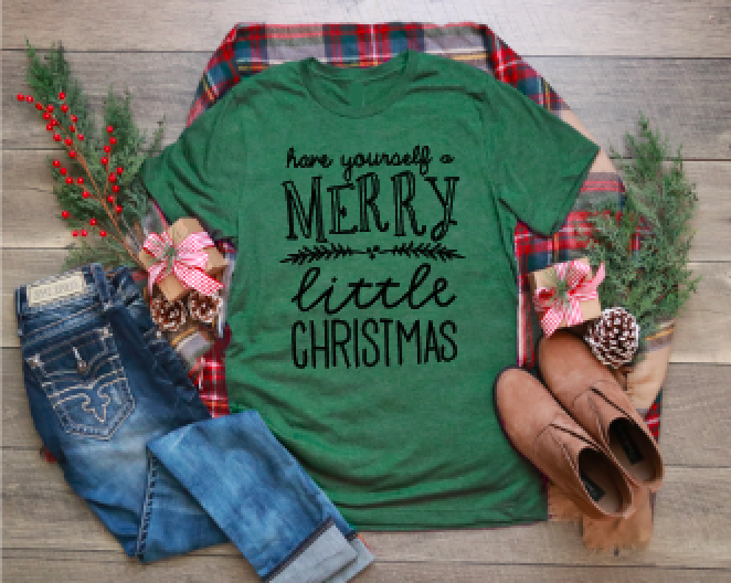 Merry Christmas - Pine Green Vintage Style T-shirt