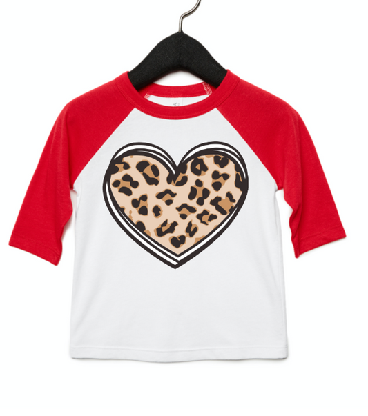 Leopard Heart Raglan - Valentine's Shirt